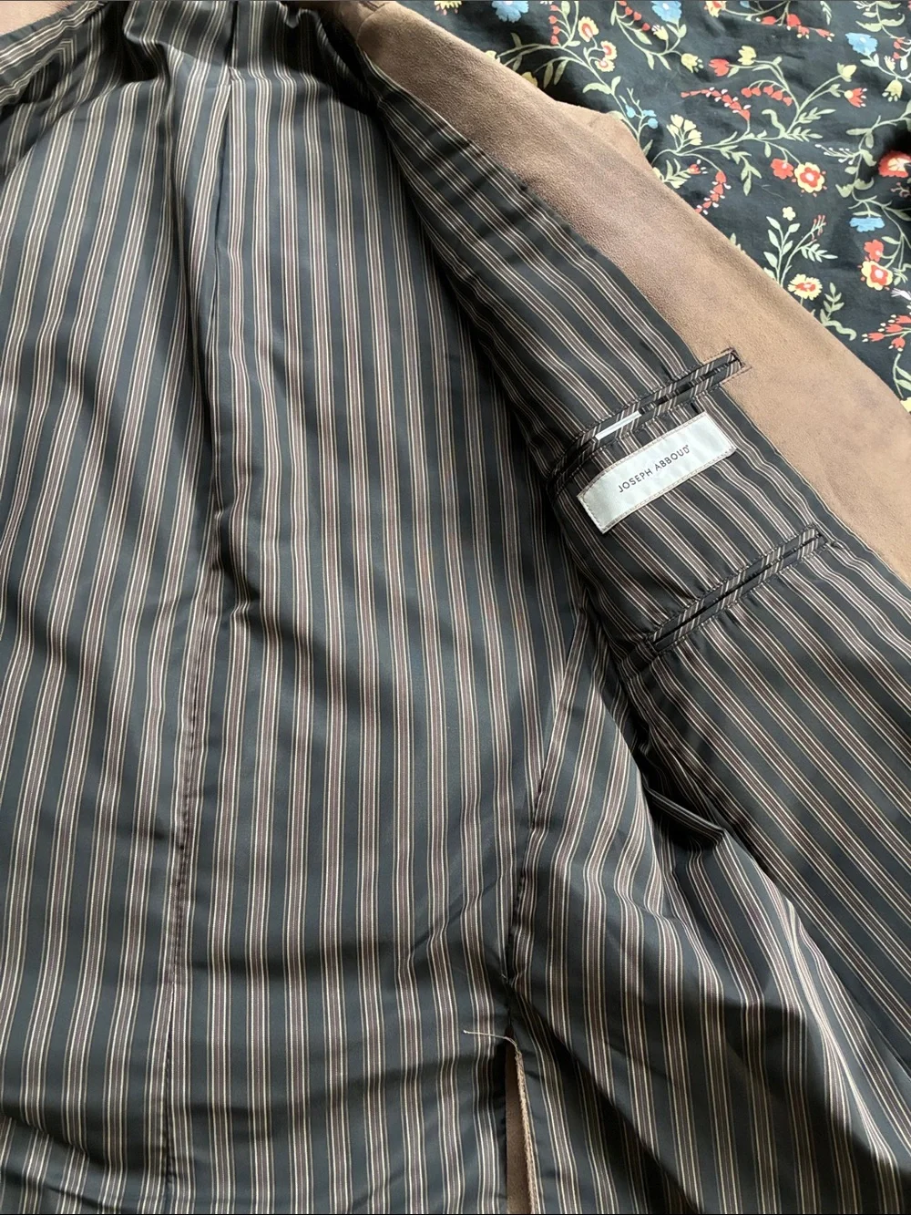 Joseph Abboud Taupe Brown Suede-Effect Sport Coat Blazer